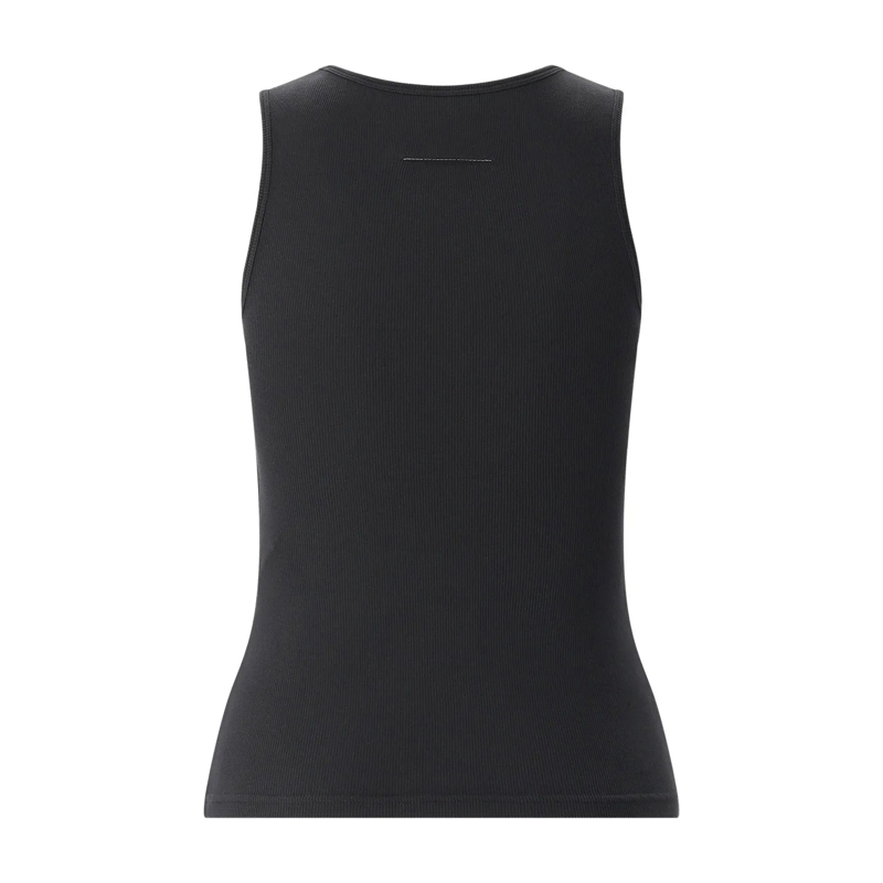 MM6 Maison Margiela Top Fitted Sleeveless Tank With Rectangular Patch Deta Black(Image 3)