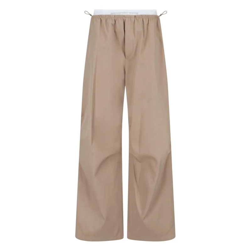 Alexander Wang  Cotton Trousers, Taupe, Mid-Rise Neutrals
