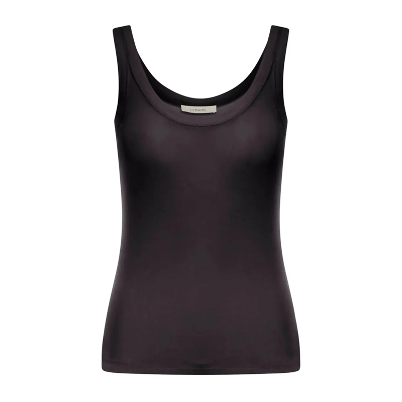 Lemaire Bluse Form-Fitting Black Ribbed Tank Top With Scoop Neck Black