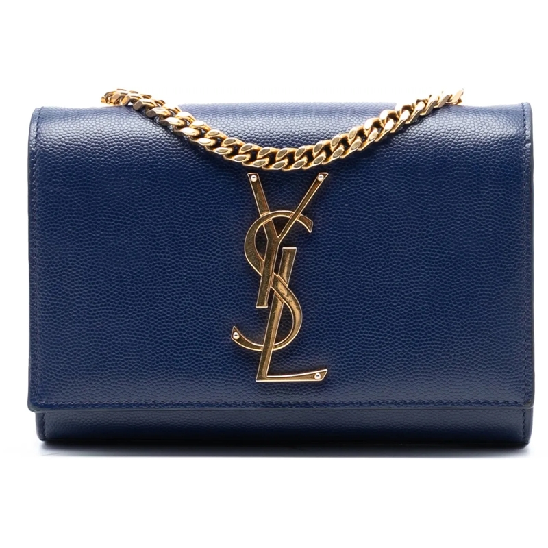 Saint Laurent Schultertasche Small Grain de Poudre Monogram Kate Crossbody blau