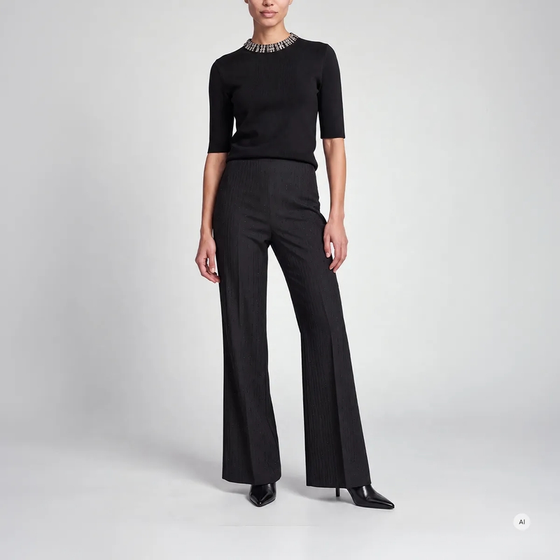 Marc Aurel Pullover Pullover mit Strass-Ausschnitt schwarz(Image 2)