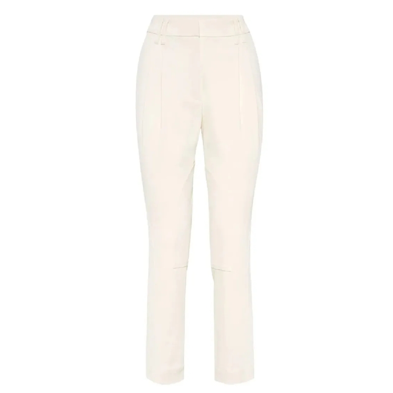 Brunello Cucinelli  Tailored High-Waist Pants With Subtle Pleats Neutrals