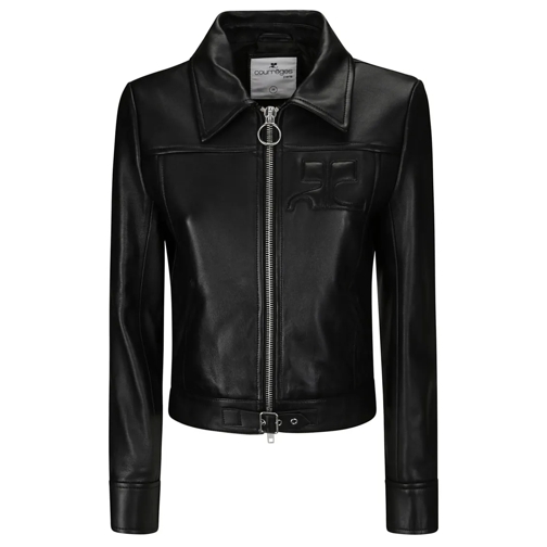 Courrèges Lederjacken Leather Jacket With Zip Closure Black