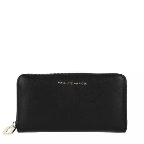 Tommy Hilfiger Elevated Leather Large Zip Around Black Continental Wallet-plånbok