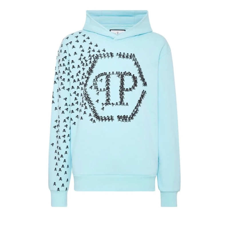Philipp Plein Sweatshirt Hoodie Skull&Bones hell-blau
