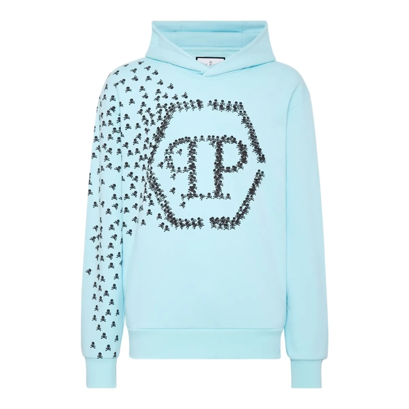 Philipp Plein Top Hoodie Skull&Bones hell-blau