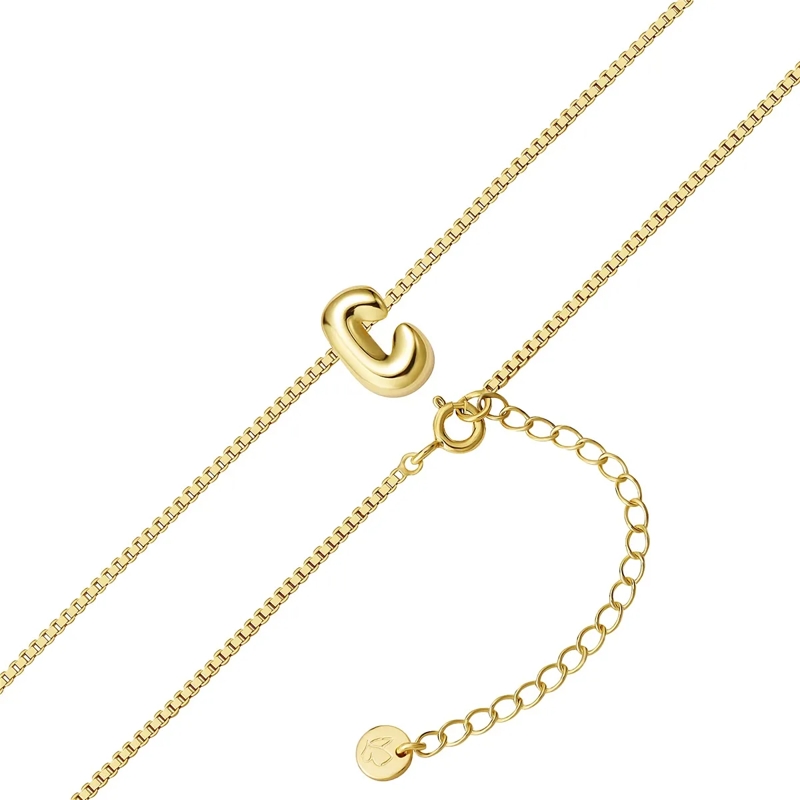 Glanzstücke München Mittellange Halskette Sterling Silber Halskette Buchstabe C gold(Image 3)