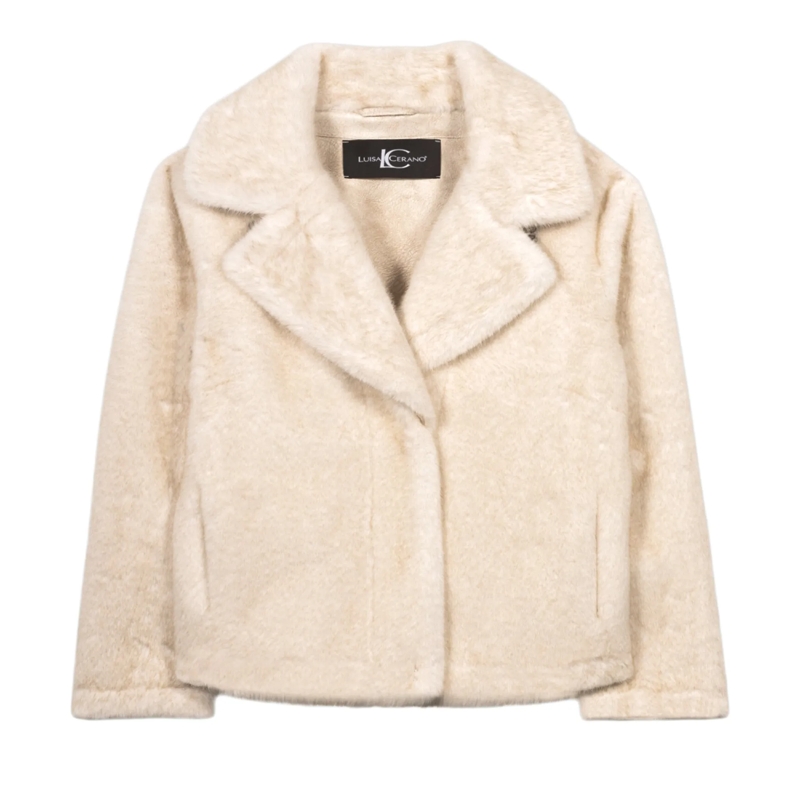Luisa Cerano Overgangsjas Jacke in Fell-Optik cream melange