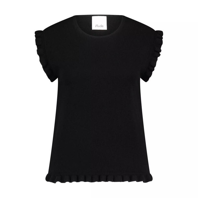 Allude  Pullunder mit Volants aus Kaschmir-Mix 47702373204 Schwarz