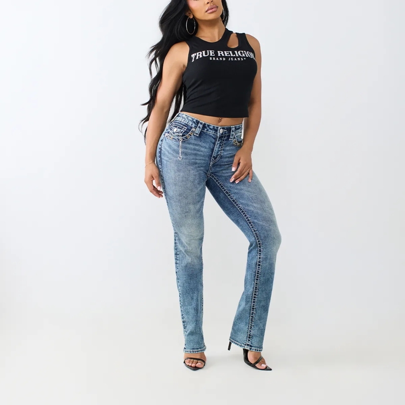 True Religion Top - Top- Ziersteine auf Front- Cut Out- Dehnbarer schwarz(Image 2)