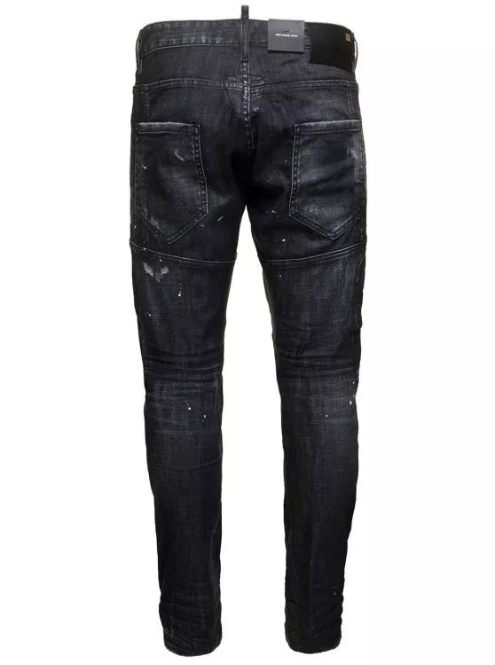 Dsquared2 Tidy Biker' Black Jeans With Rips And Paint Stains Black | Jeans