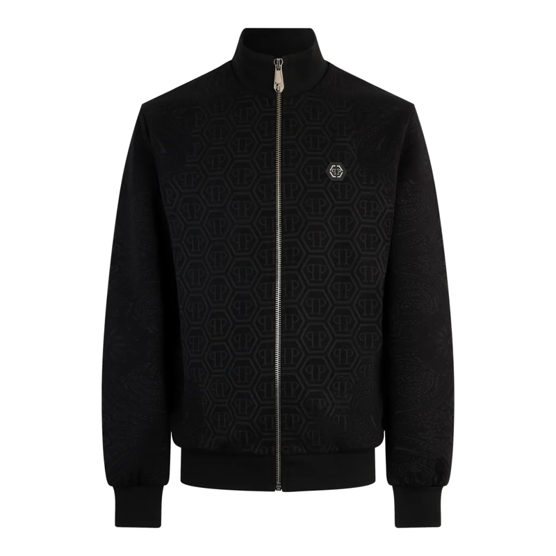 Philipp Plein Daunenjacke Tracksuit Jacket Jacquard Monogram Paisley schwarz