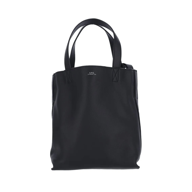 A.P.C. Tote Structured Black Leather Shopper With Removable St Black
