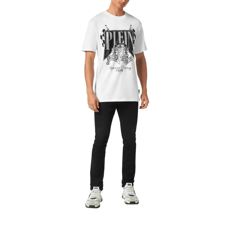 Philipp Plein T-Shirt T-Shirt Racing Mit Schmucksteinen weiss(Image 3)