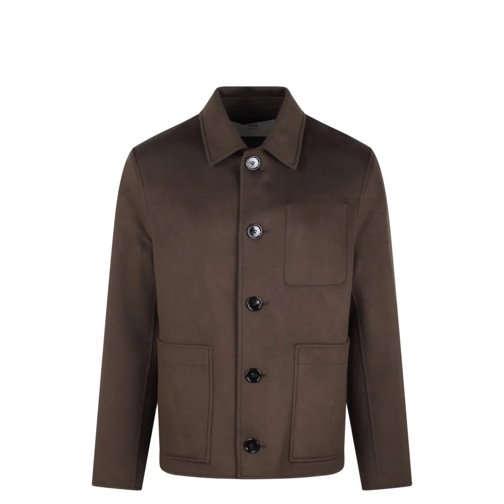 AMI Paris Boxy Buttoned Jacket Brown Chemises