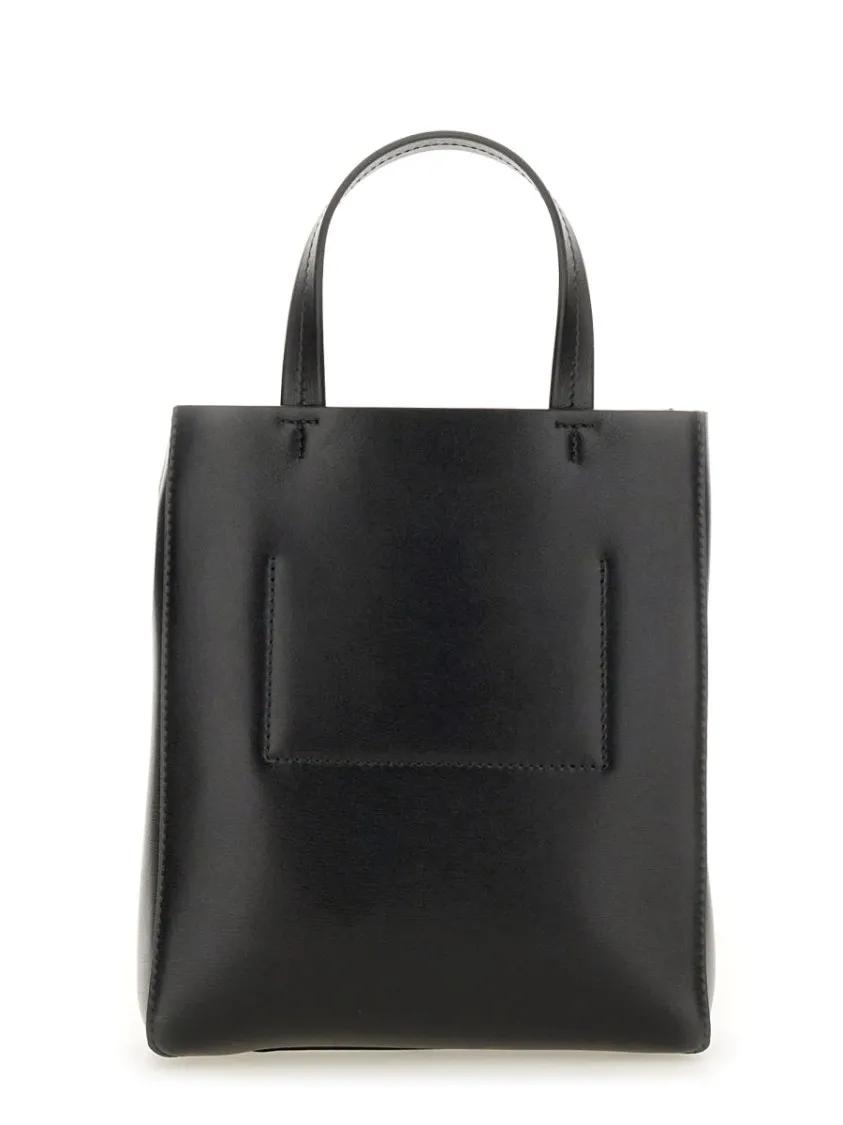 Jil Sander Shoppers & Totes Structured Black Calf Leather Bag in zwart