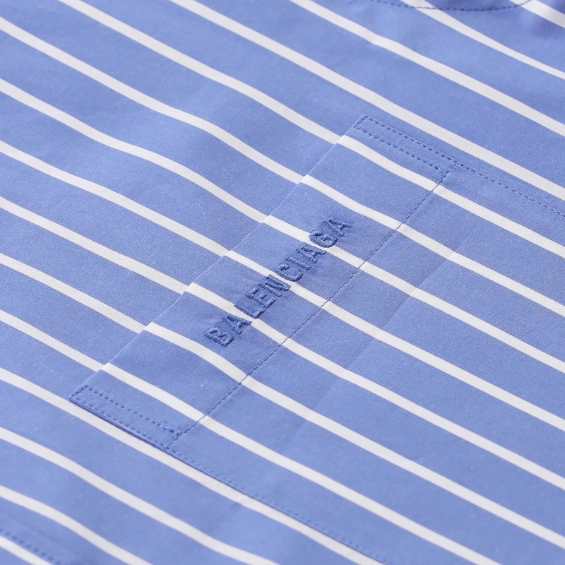 Balenciaga Hemd Gestreiftes Hemd mit Logo blau(Image 3)