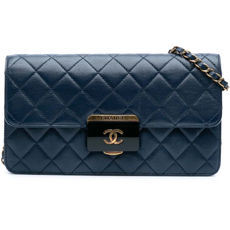 Chanel Sac à bandoulière Medium Sheepskin Beauty Lock Flap blau