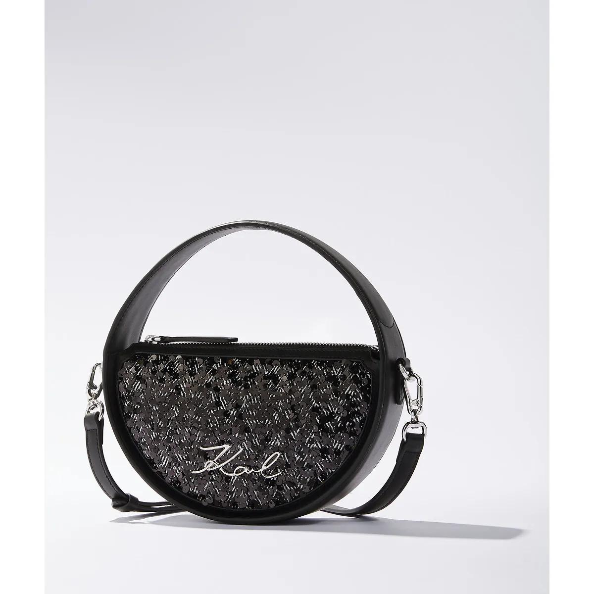 Thumbnail - Karl Lagerfeld Crossbody Bags - K/Signature runde Umhängetasche mit Pailletten - Gr. unisize - in Silber - für Damen
