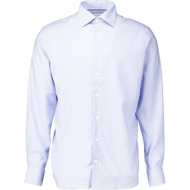 Eton  Eton Semi Solid Effect Dobby Shirt Lange Mouw Over blau