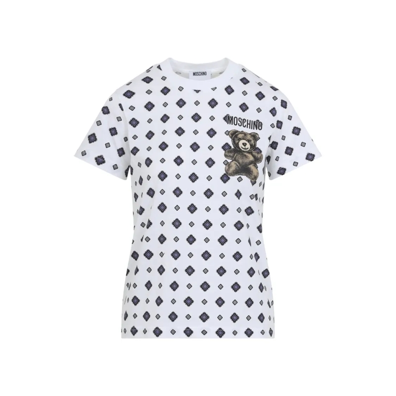 Moschino T-Shirt Graphic Cotton T-Shirt With Teddy Bear Motif White
