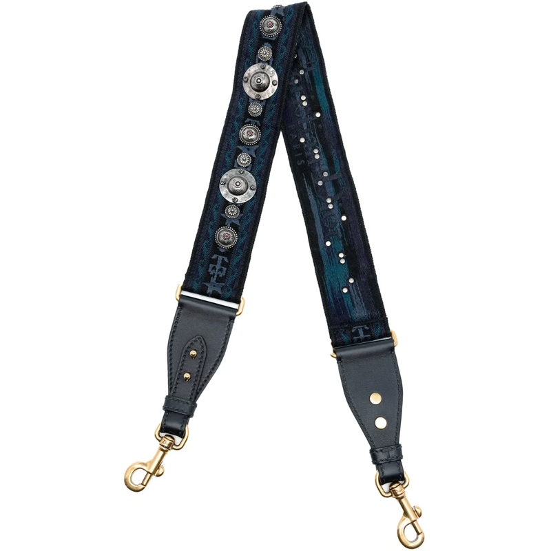 Christian Dior Schultertasche Studded Canvas Embroidered Bag Strap blau
