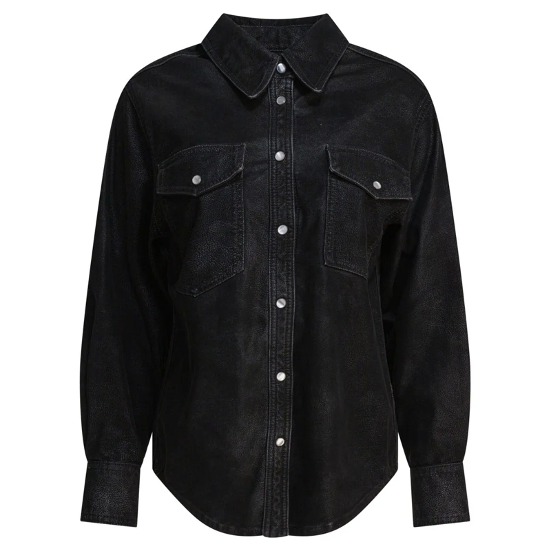 Etoile Isabel Marant Overhemd Textured Black Button-Down Shirt Black