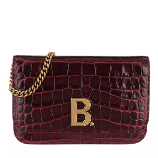 Balenciaga B. Chain Wallet Embossed Croc Red Wallet On A Chain