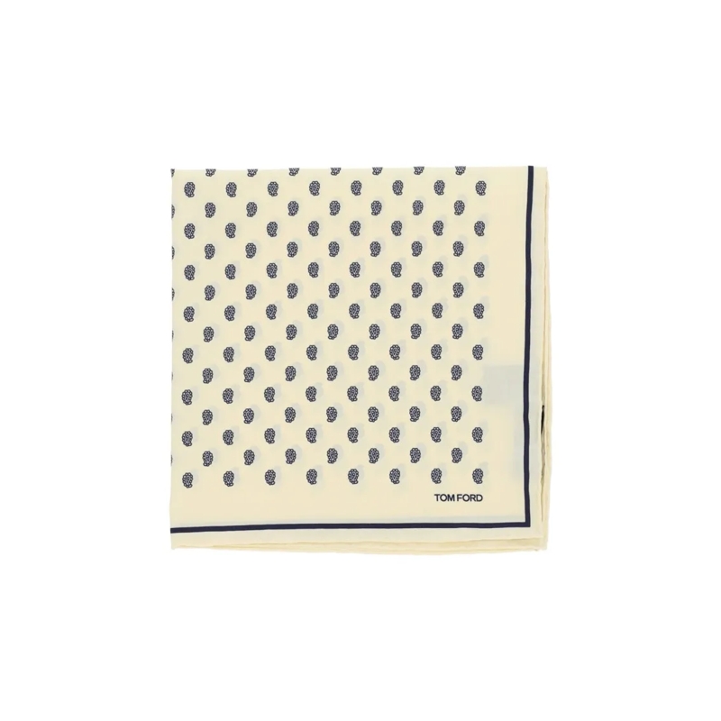 Tom Ford Lichtgewicht Sjaal All-Over Print Pocket Square – Cream Neutrals