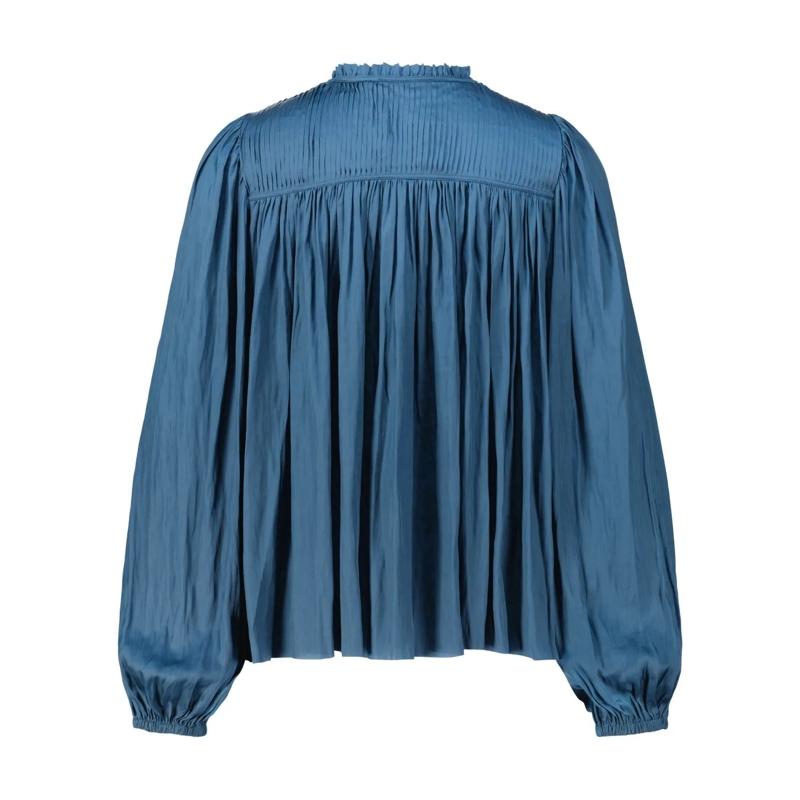 Ulla Johnson Bluse Blusenshirt Freja aus Satin blau(Image 2)