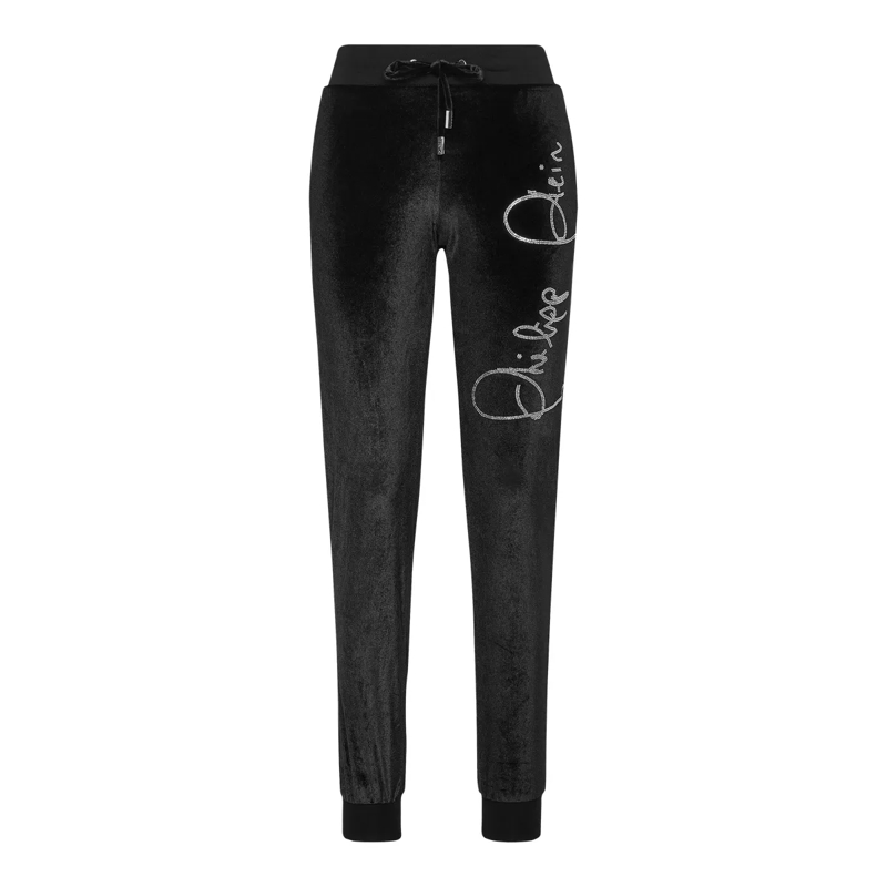 Philipp Plein Jogginghose Jogginghose Signature Mit Schmucksteinen schwarz