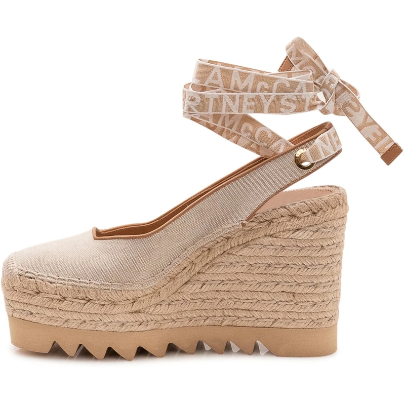 Stella McCartney Espadrilles Scarpa con Zeppa Gaia Slingback con Lacci alla Cav beige(Image 4)
