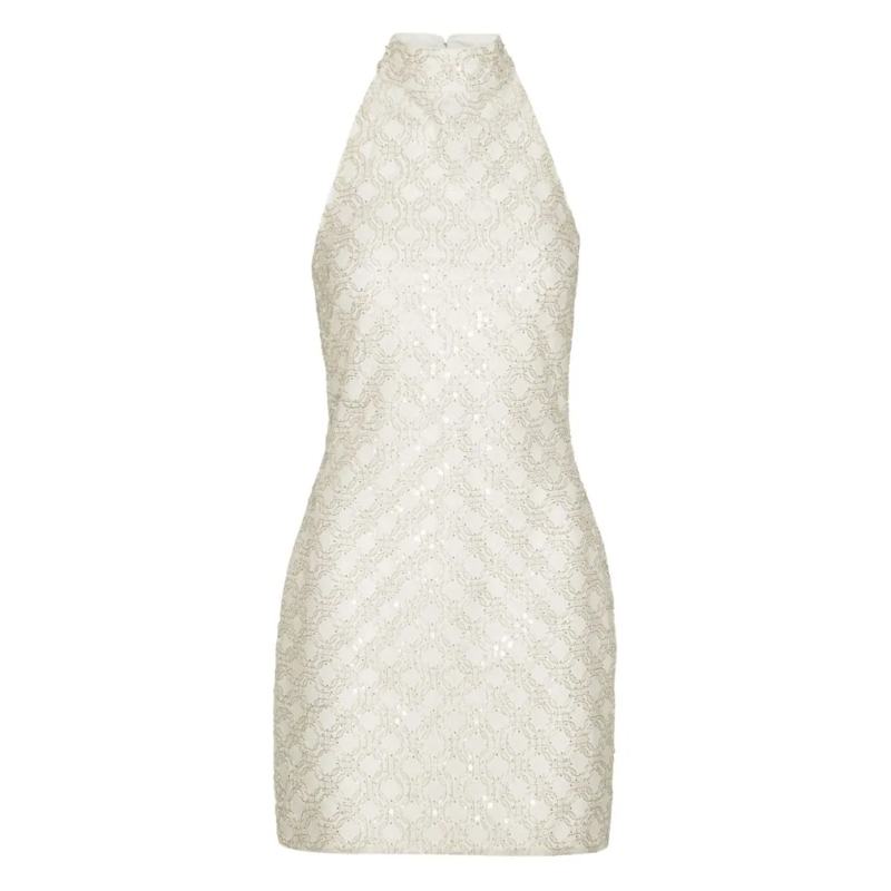 Rotate Minikleid Sleeveless Mini Dress With High Neckline White