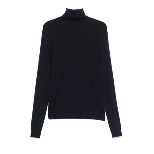 Gabriele Pasini Trui Navy Blue Ribbed Knit Sweater Blue