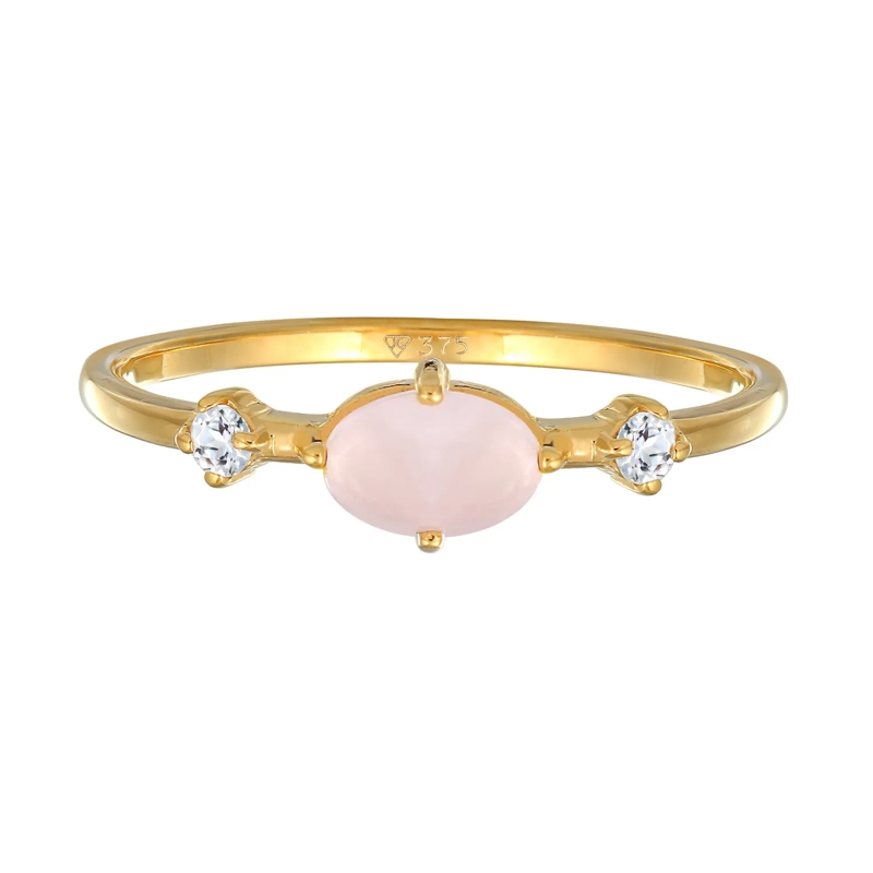 Elli Ring Ring Rosa Quarz Topas Edelstein Klassik 375er Gelb gold(Image 2)
