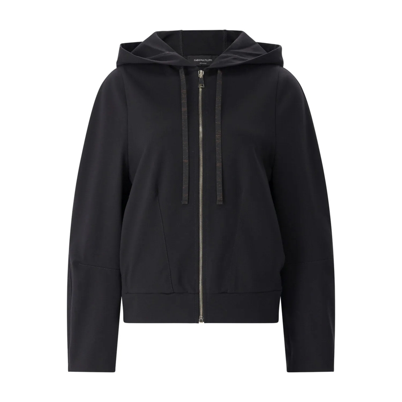 Fabiana Filippi Overgangsjas Leichte Jacke mit Kapuze Schwarz
