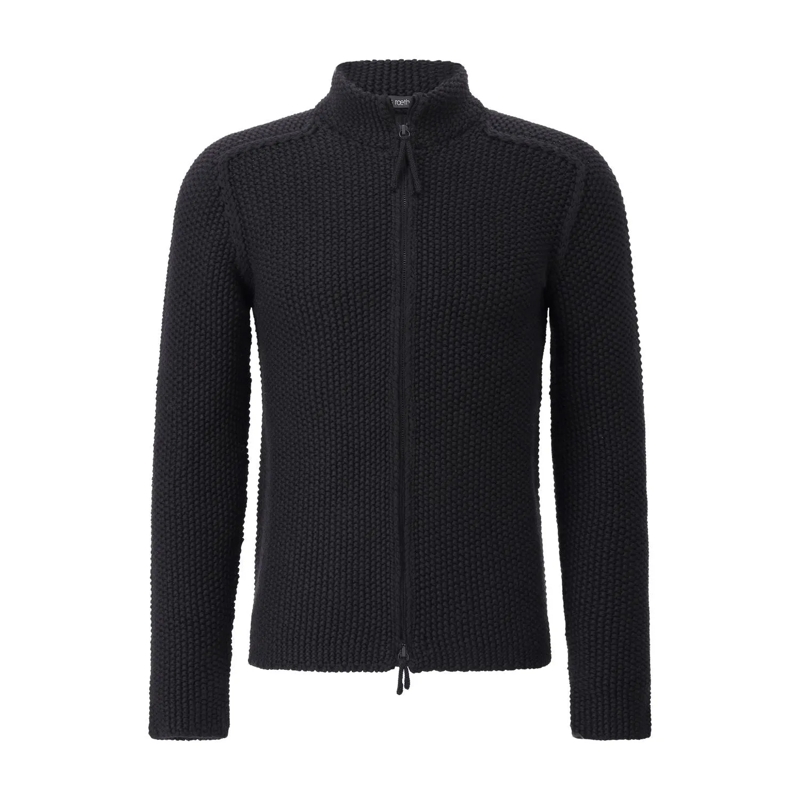 Hannes Roether Vest Strickjacke aus Schurwolle Schwarz