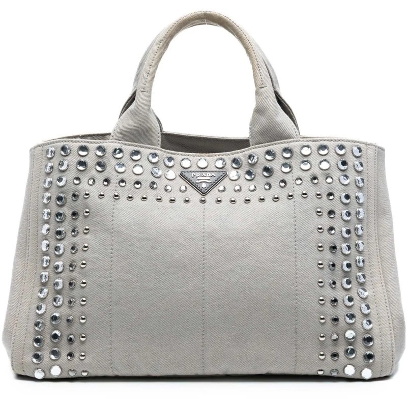 Prada Sac à bandoulière Canvas Canapa Bijoux Satchel grau