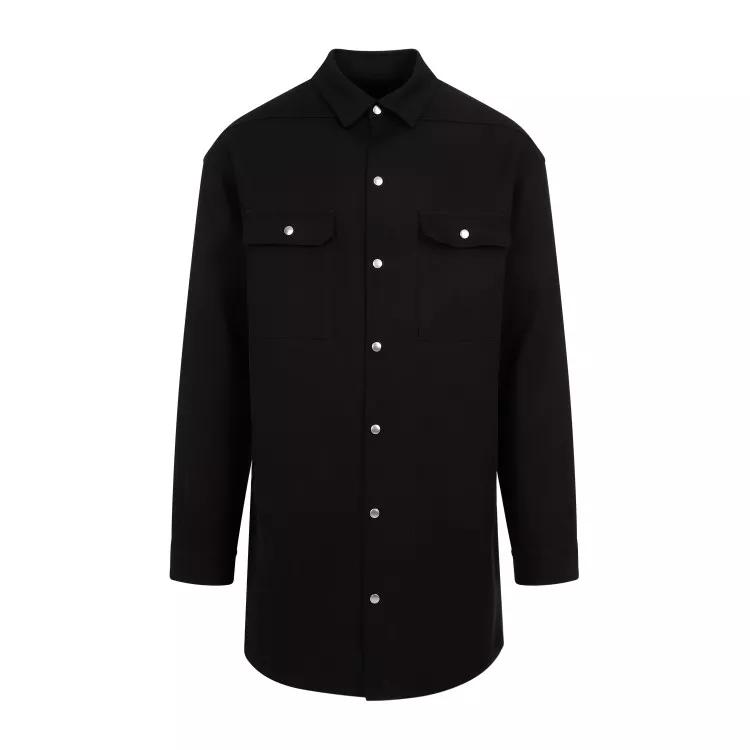 Rick Owens - Jumbo Fogpocket Black Silk Wool Shirt - Größe 48 - black