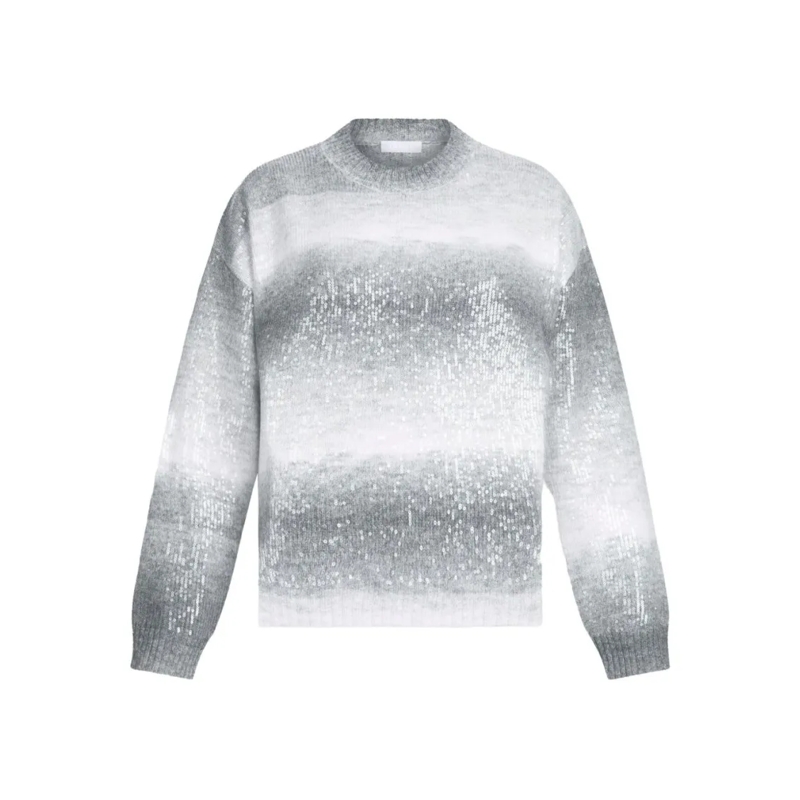 LIU JO Pull Gradient Striped Sweater With Shimmering Effect White