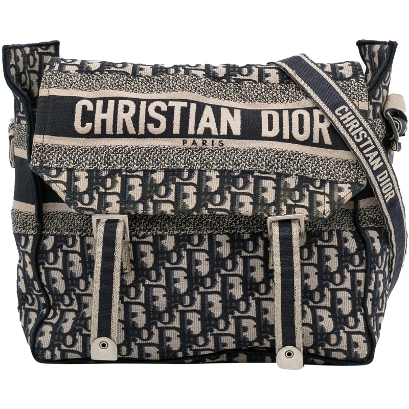 Christian Dior Schultertasche Oblique Diorcamp blau