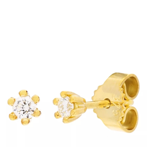 diamondline stud earrings 375 YG 2 diamonds tot.approx. 0,10 c gold Orecchini a bottone