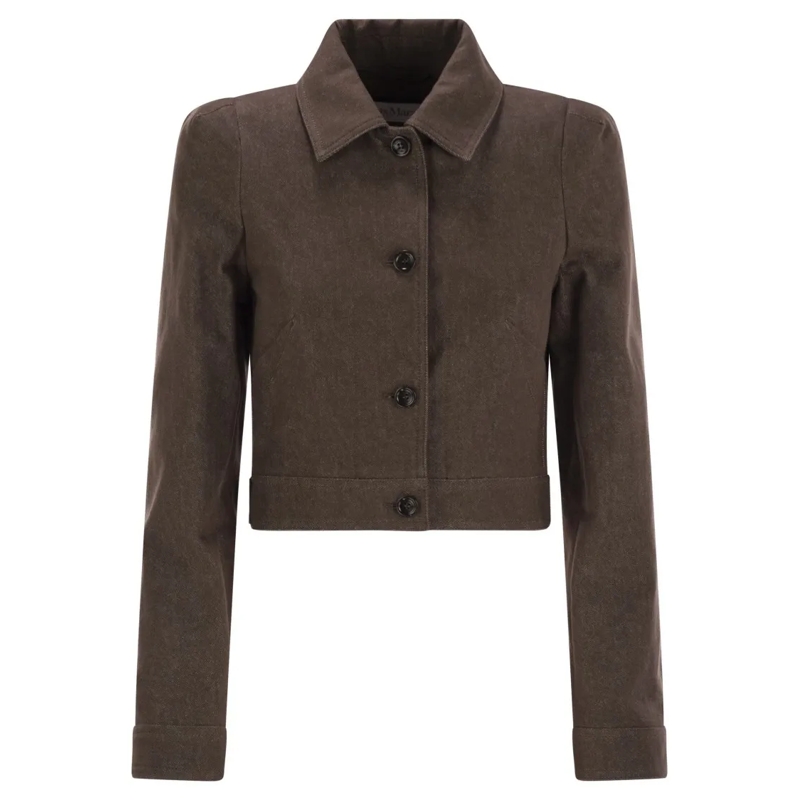 Max Mara Blazer Carpa - Denim-Effect Crop Jacket Brown