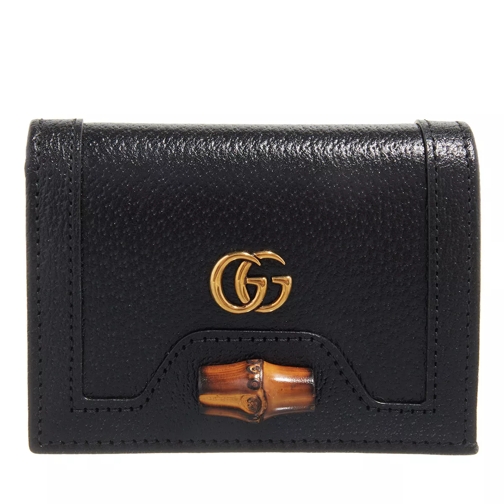 Gucci Diana Card Case Wallet Leather Black Tvåveckad plånbok