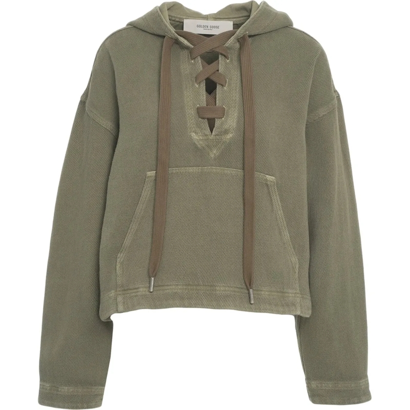 Golden Goose  Hoodie with lace-up details grün