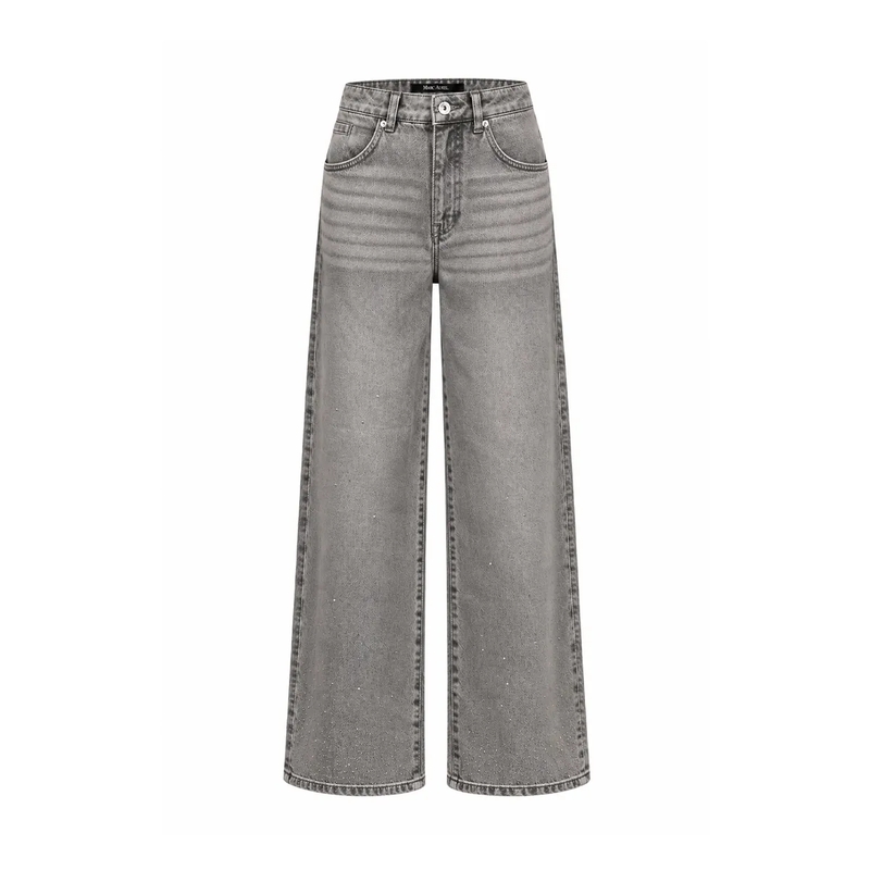 Marc Aurel Wide-Leg-Jeans Wide Leg Jeans mit dezenter Kristallverzierung grau