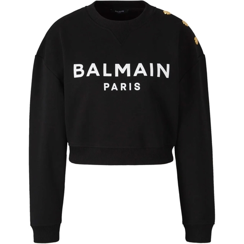 Balmain Sweatshirts Cropped Cotton Sweatshirt schwarz