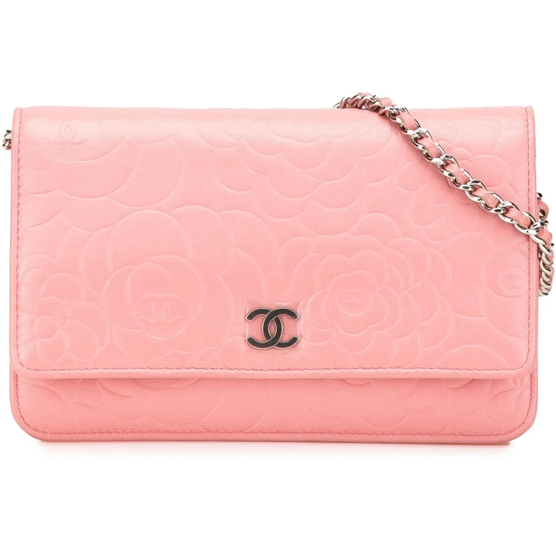 Chanel Schultertasche CC Embossed Lambskin Camellia Wallet On Chain rose