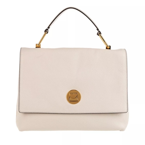Coccinelle Liya Tote Bag Lambskin White/Taupe Satchel