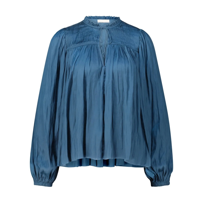 Ulla Johnson Blouse Blusenshirt Freja aus Satin blau